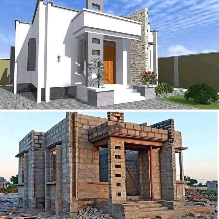 Design concept next to a matching construction stage